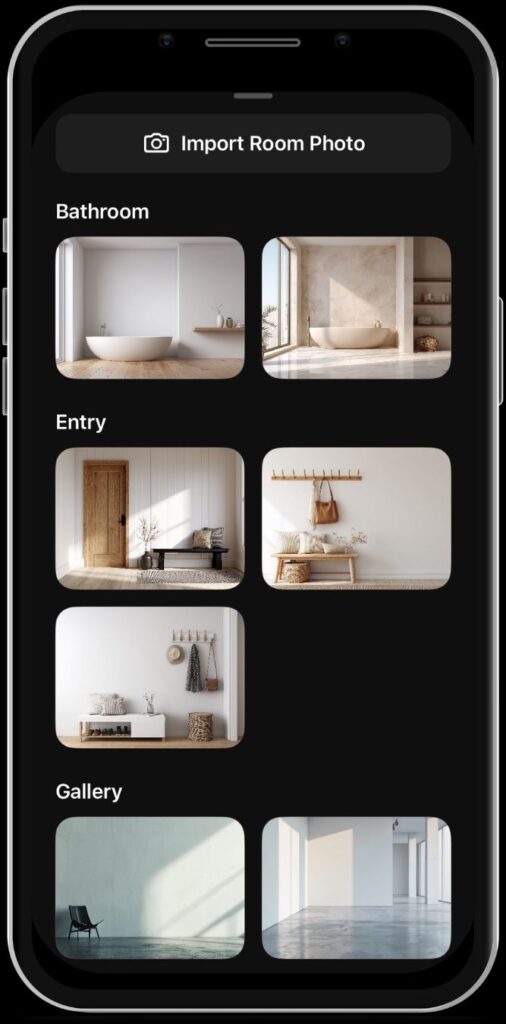 App loading screen for an artwork mockup generator, featuring digital artwork displayed in realistic device frames with in-app settings and UI previewed.